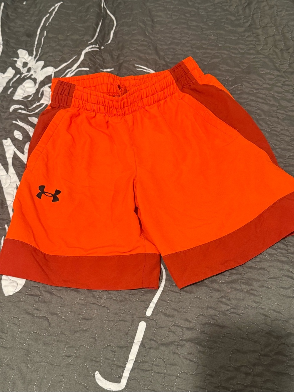 Under Armour Bright Orange Kids Athletic Shorts with Dark Orange Trim